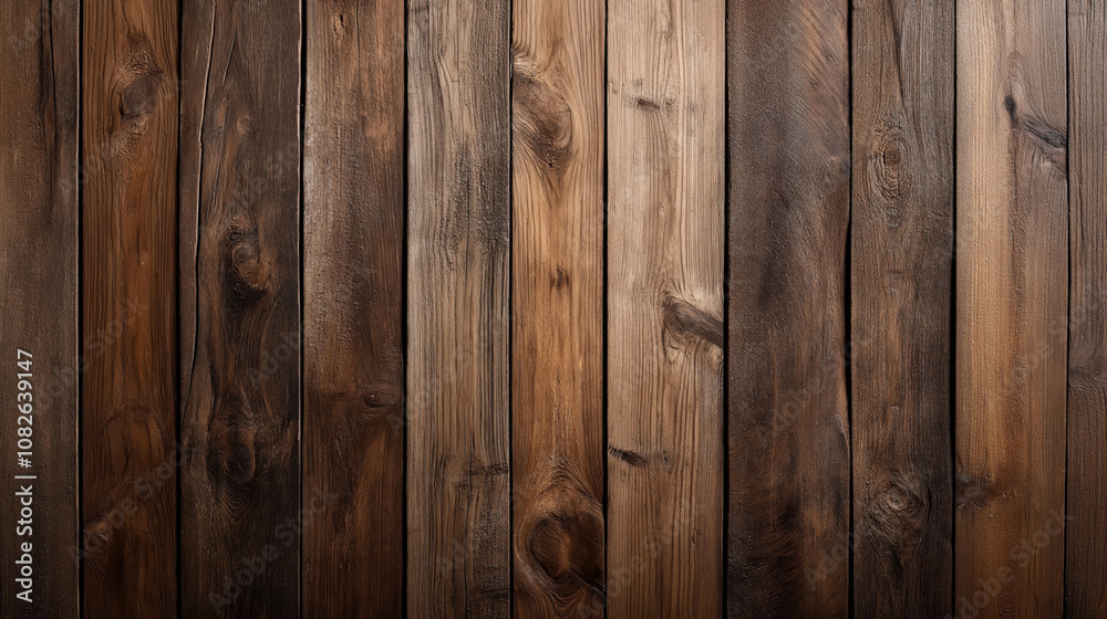 Close-up of a wooden surface composed of vertical wooden planks with visible natural grain patterns and knots, showcasing a variety of rich brown tones and textures. Close-up of a wooden surface composed of vertical wooden planks with visible natural grain patterns and knots, showcasing a variety of rich brown tones and textures.