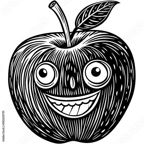 Funny Apple on White Background