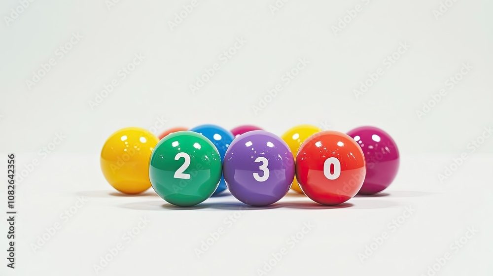 Colorful numbered balls arranged in an artistic display featuring vibrant hues and playful design to inspire creativity and joy in various projects. Colorful numbered balls arranged in an artistic display featuring vibrant hues and playful design to inspire creativity and joy in various projects.