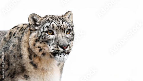 Close-up portrait of a snow leopard.