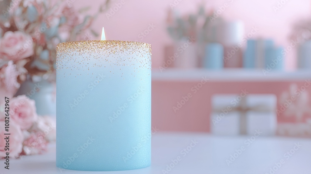 Create a calming atmosphere with elegant blue glitter candle for home decor and relaxation Create a calming atmosphere with elegant blue glitter candle for home decor and relaxation