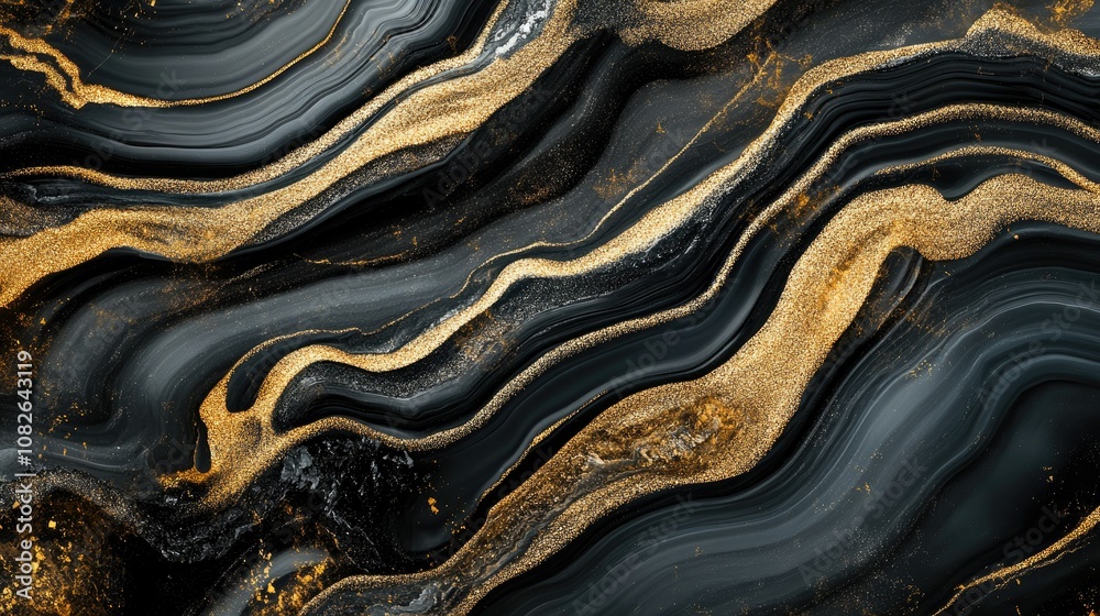 Elegant Abstract Art with Black and Gold Waves, Fluid Motifs and Textures Creating Luxurious and Sophisticated Visual Elements for Modern Decor Elegant Abstract Art with Black and Gold Waves, Fluid Motifs and Textures Creating Luxurious and Sophisticated Visual Elements for Modern Decor