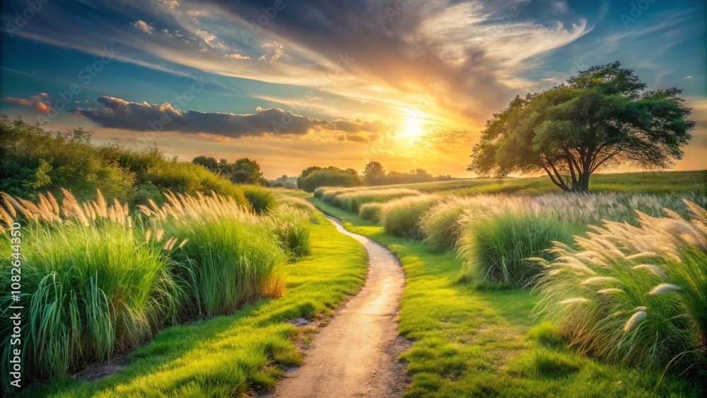 Serene Panoramic View of a Lush Green Pathway in Grass, Perfect for Instagram Aesthetic - Inviting Nature Scene with Vibrant Colors and Tranquil Atmosphere for Relaxation and Inspiration Serene Panoramic View of a Lush Green Pathway in Grass, Perfect for Instagram Aesthetic - Inviting Nature Scene with Vibrant Colors and Tranquil Atmosphere for Relaxation and Inspiration