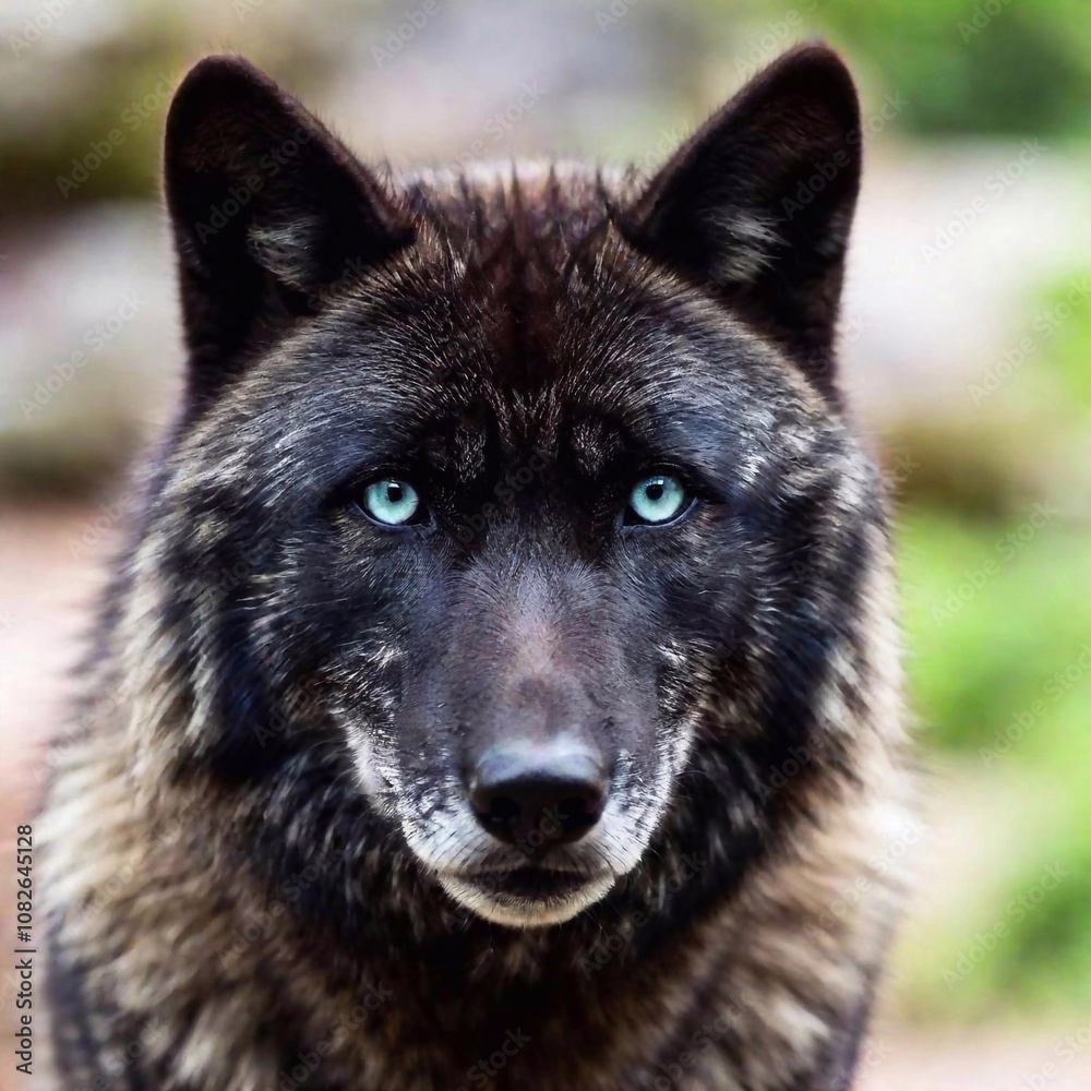 Obraz premium close up of a beautiful black wolf