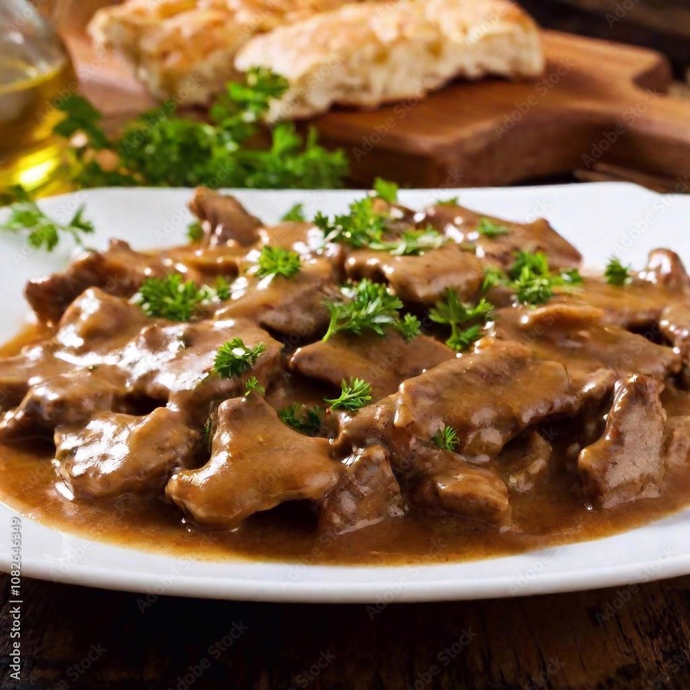 beef stroganoff on a platter beef stroganoff on a platter