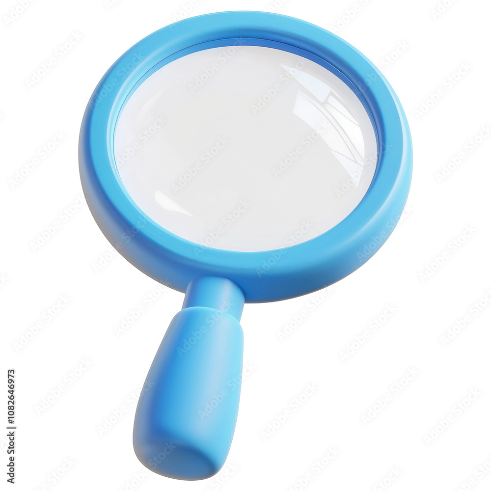 A blue magnifying glass with a handle isolated on transparent or white background, png A blue magnifying glass with a handle isolated on transparent or white background, png