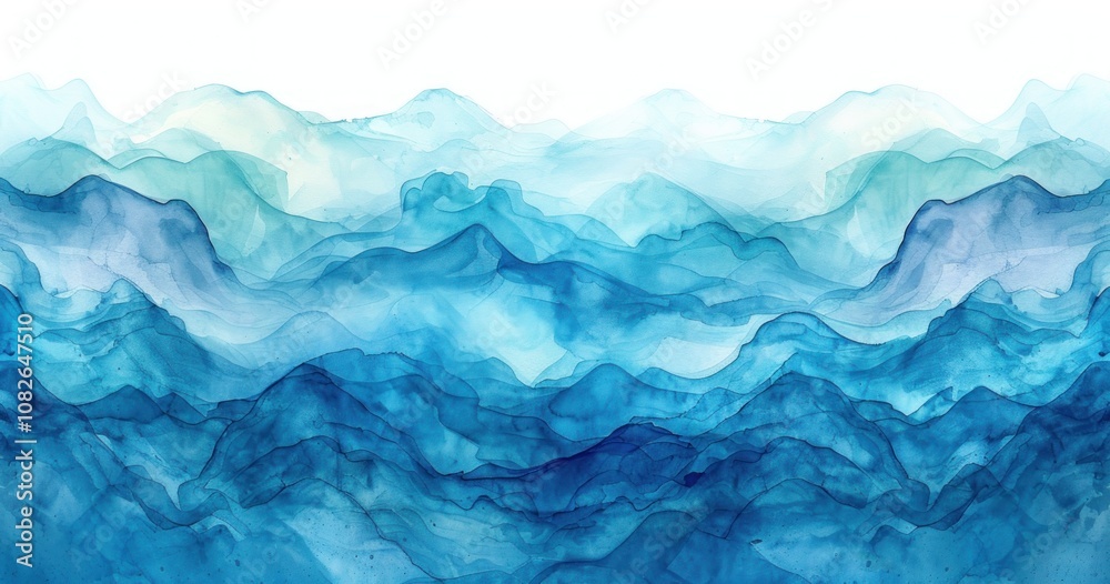 Abstract Blue Mountains Watercolor Painting Abstract Blue Mountains Watercolor Painting