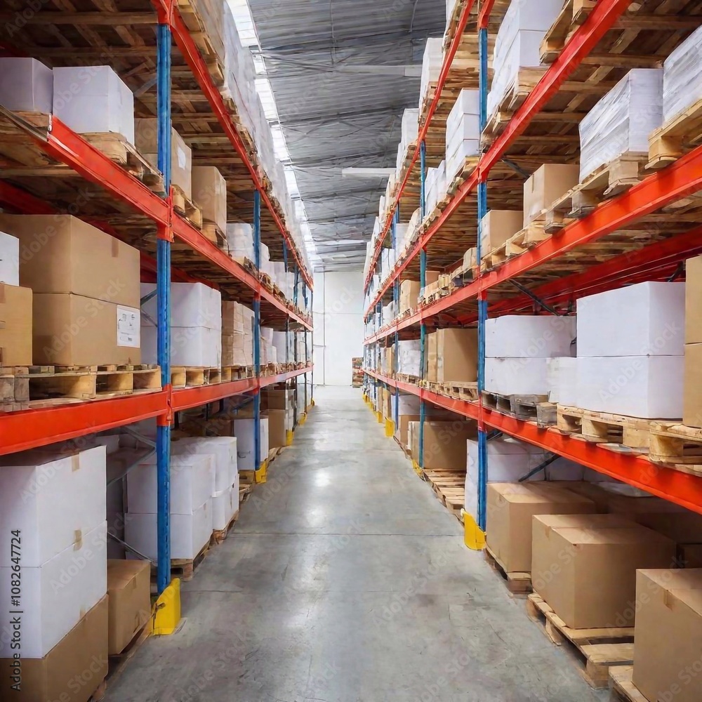 Fototapeta premium interior warehouse full of boxes