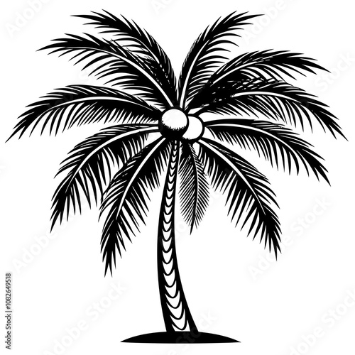 White Background with Coconut Tree Vector Design