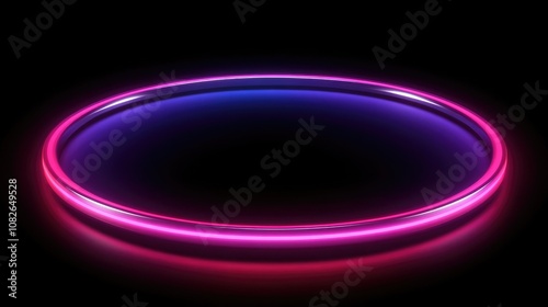 Futuristic Neon Ring Glowing in Vivid Purple and Pink Hues on a Dark Background, Ideal for Sci-Fi Themes, Digital Artwork, Modern Design Elements, and Creative Visuals