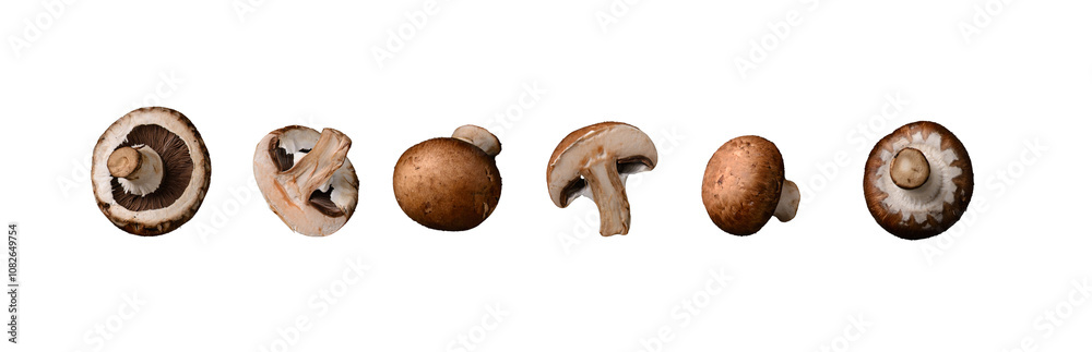 Raw uncooked champignon mushrooms isolated Raw uncooked champignon mushrooms isolated