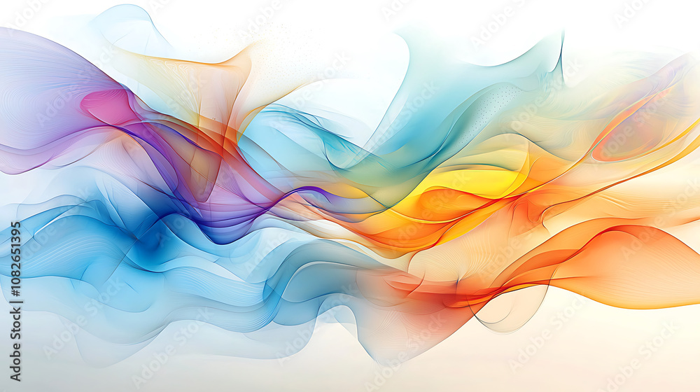 vibrant abstract composition featuring flowing waves of color in blue, orange, and yellow, creating dreamlike atmosphere vibrant abstract composition featuring flowing waves of color in blue, orange, and yellow, creating dreamlike atmosphere