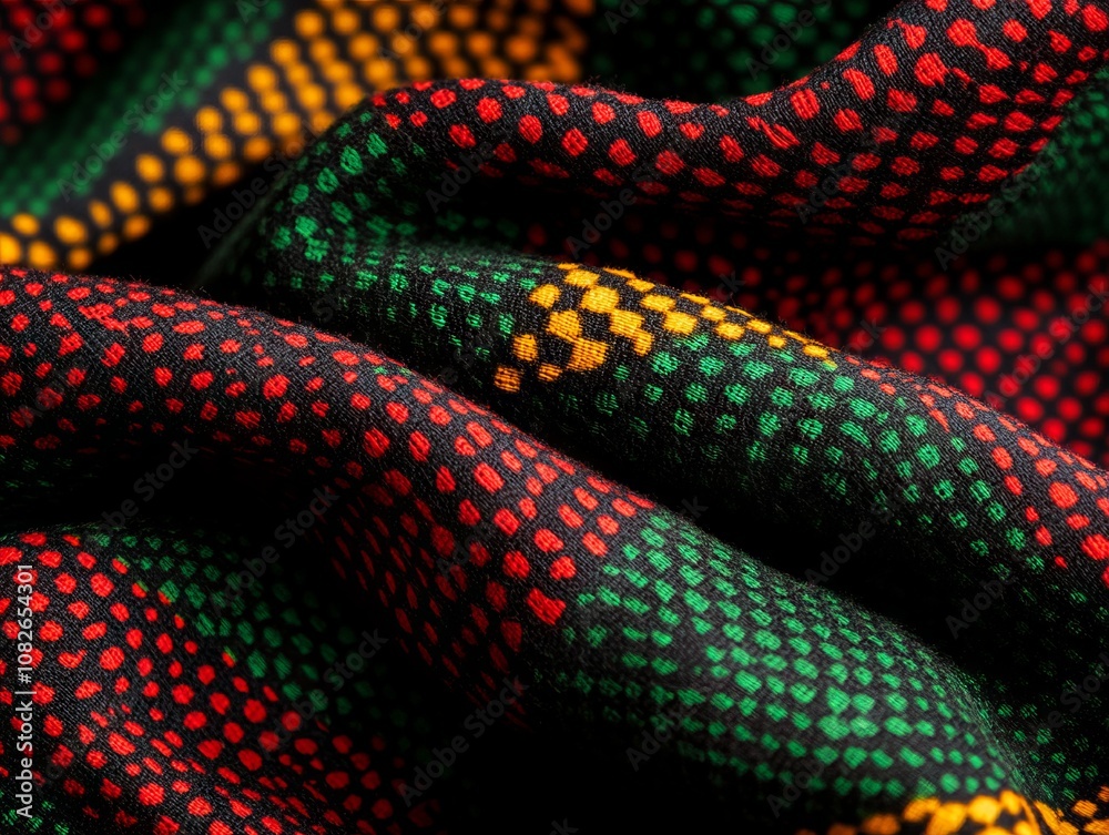 A close up shot of a colorful patterned fabric A close up shot of a colorful patterned fabric