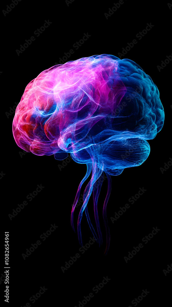 3D Illustration Abstract Brain Colorful Smoke Art 3D Illustration Abstract Brain Colorful Smoke Art