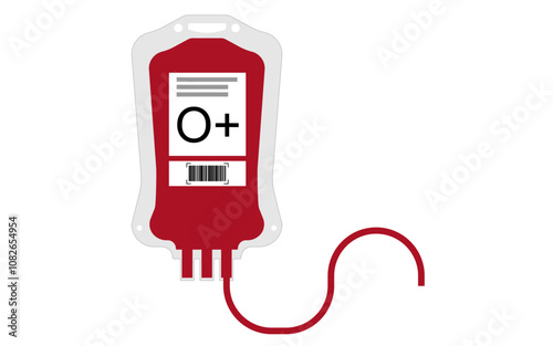 O+ Blood Transfusion bag, Blood Bag Isolated on transparent Background, O positive 