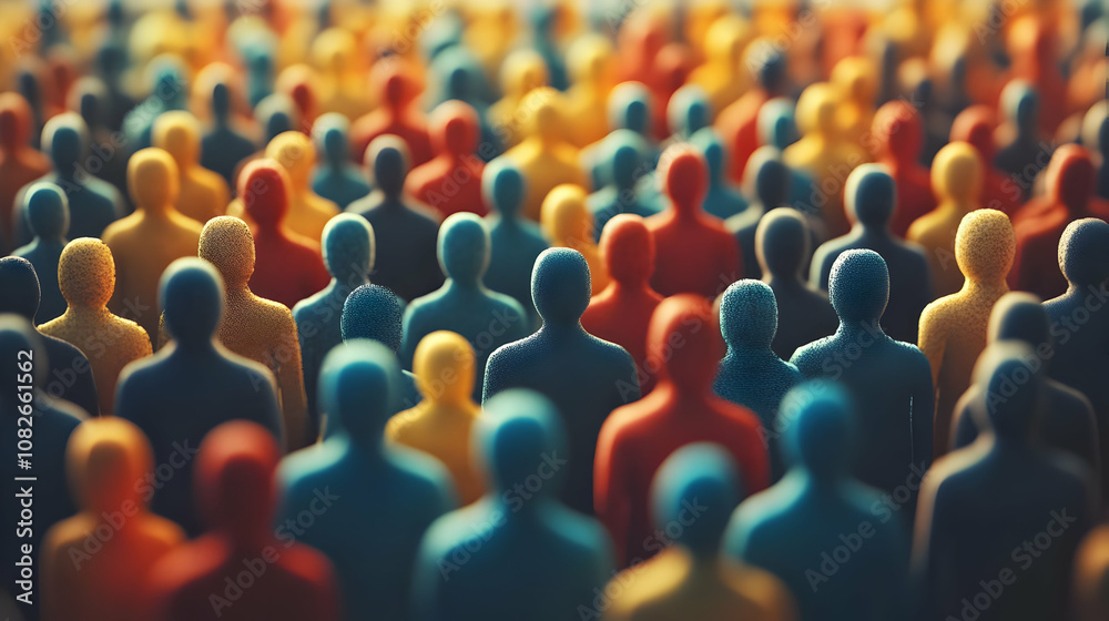 Fototapeta premium 3D Illustration Crowd Diverse People Community Society Group