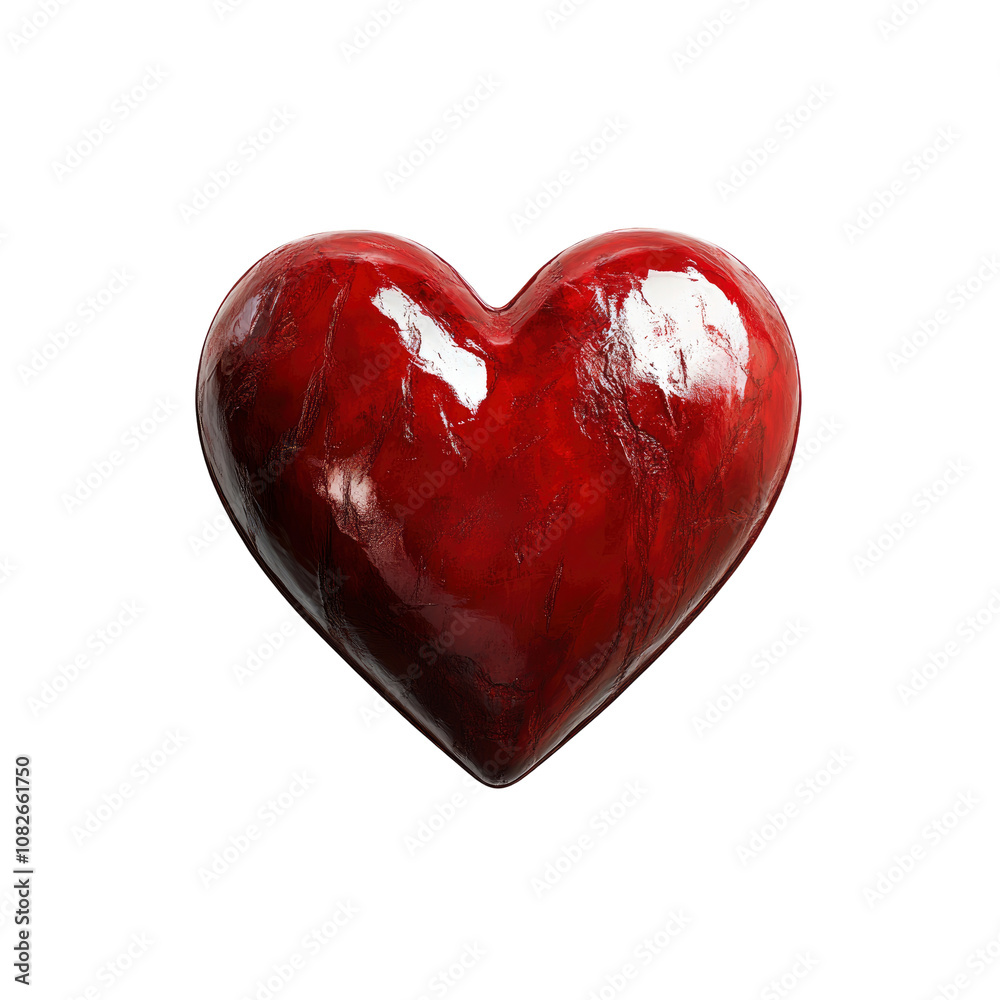 Red Stone Heart Symbol of Love and Passion, 3D Render Red Stone Heart Symbol of Love and Passion, 3D Render