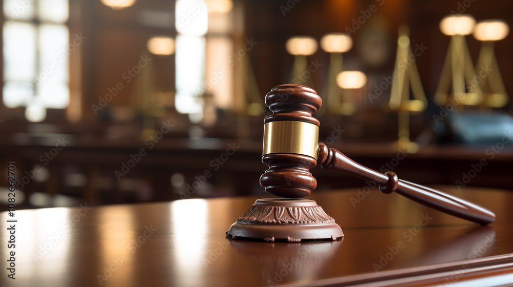 Giustizia. Martello e bilancia. Sala del tribunale. Giustizia. Martello e bilancia. Sala del tribunale.