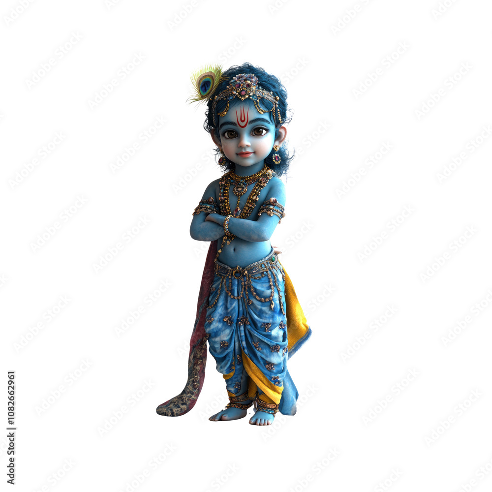 Adorable 3D Render of Bal Krishna, Hindu Deity Adorable 3D Render of Bal Krishna, Hindu Deity
