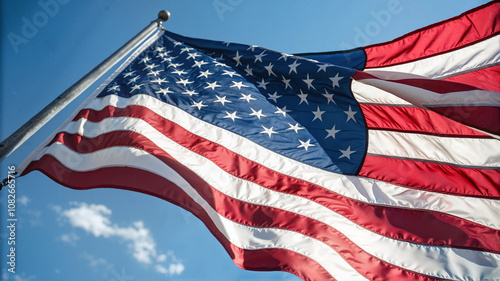 Wallpaper Mural Waving American flag under blue sky Torontodigital.ca