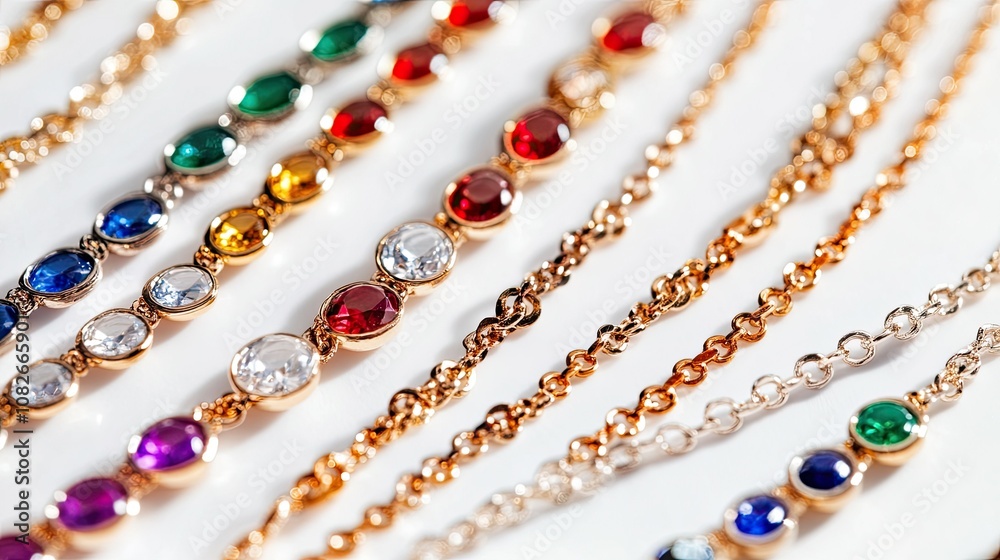 Exquisite Close-Up of Elegant Chains Adorned with Colorful Gems Perfect for Fashion and Jewelry Enthusiasts Showcasing Luxurious Jewelry Designs and Styles Exquisite Close-Up of Elegant Chains Adorned with Colorful Gems Perfect for Fashion and Jewelry Enthusiasts Showcasing Luxurious Jewelry Designs and Styles