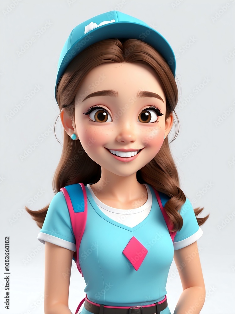 Cute female teen happy expression on a white background Cute female teen happy expression on a white background