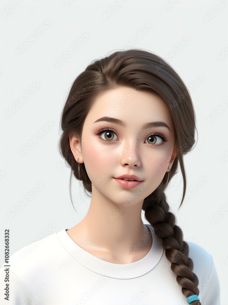 Cute female teen curious expression on a white background Cute female teen curious expression on a white background