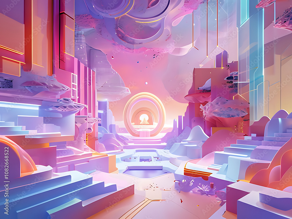 Gateway to the Neon Realm - Chromatic Dreamscape - Prismatic Portal - The Luminous Horizon.- Ethereal Geometric Haven Gateway to the Neon Realm - Chromatic Dreamscape - Prismatic Portal - The Luminous Horizon.- Ethereal Geometric Haven