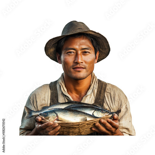 Proud Fisherman Presenting Fresh Catch