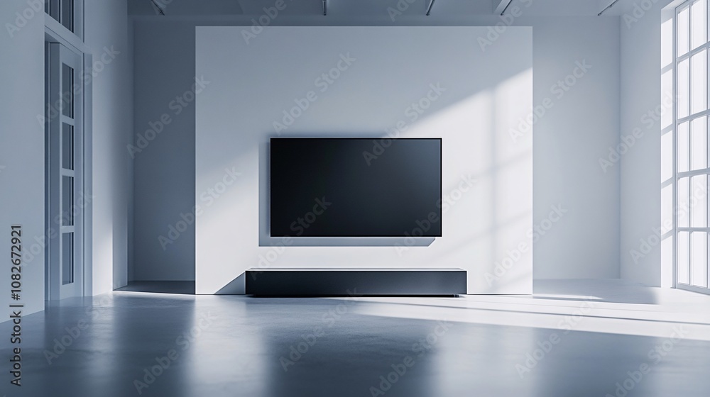 Fototapeta premium A high-end desktop monitor with narrow bezels and a black and silver design; displayed in an empty white space with no background
