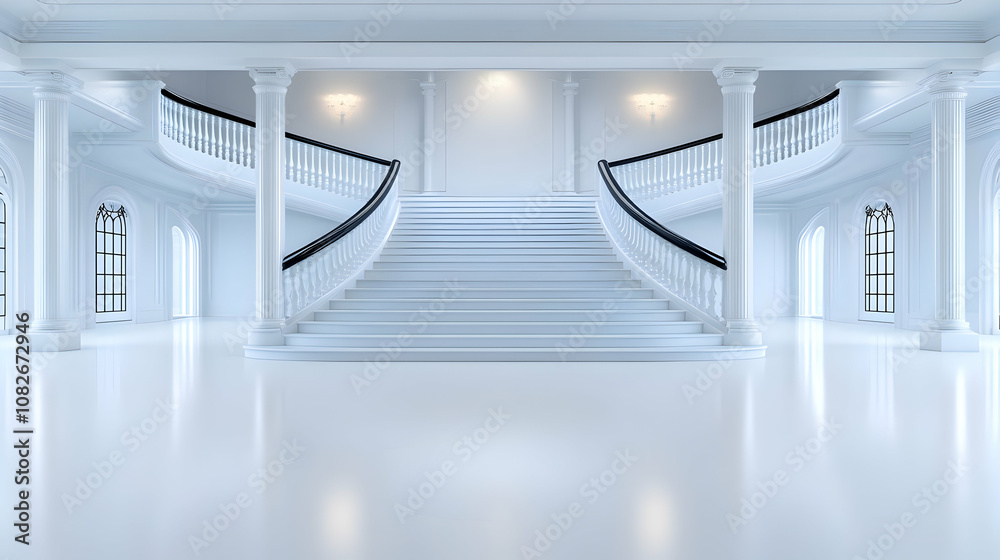 Interior marble stairs with pillars and columns in a palace, castleInterior marble stairs with pillars and columns in a palace, castle Interior marble stairs with pillars and columns in a palace, castleInterior marble stairs with pillars and columns in a palace, castle