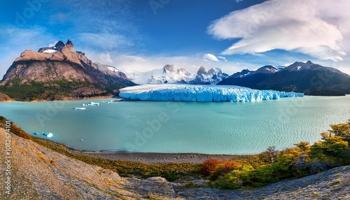 panoramic image of gray glacier lago gray torres del paine national park chile patagonia south america photo