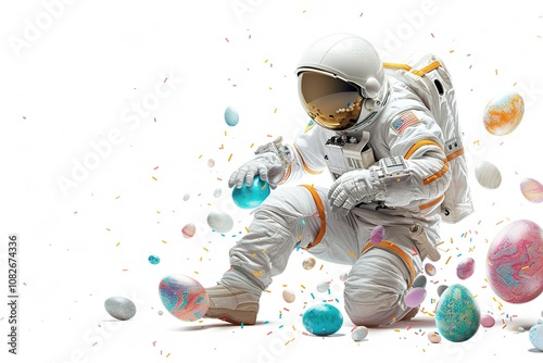 Isolated in white background no shadow on background, A space station crew is forced to celebrate Easter while under attack from an unknown alien force photo