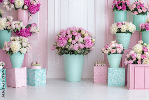 A beautiful, fresh display of spring flowers instills a spring mood and inspiration. photo