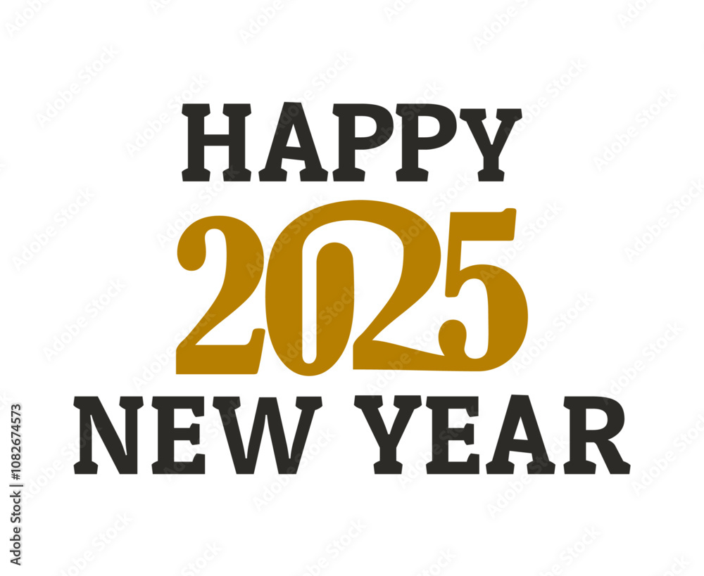 Happy New Year 2025 Design Typography Brown And Black Creative Abstract Vector Illustration Happy New Year 2025 Design Typography Brown And Black Creative Abstract Vector Illustration