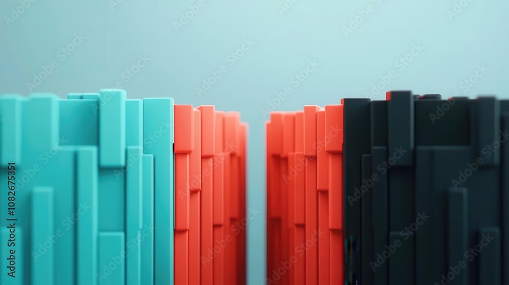 Economic polarization, growing gap between wealth stacks, inequality, 3D illustration Economic polarization, growing gap between wealth stacks, inequality, 3D illustration