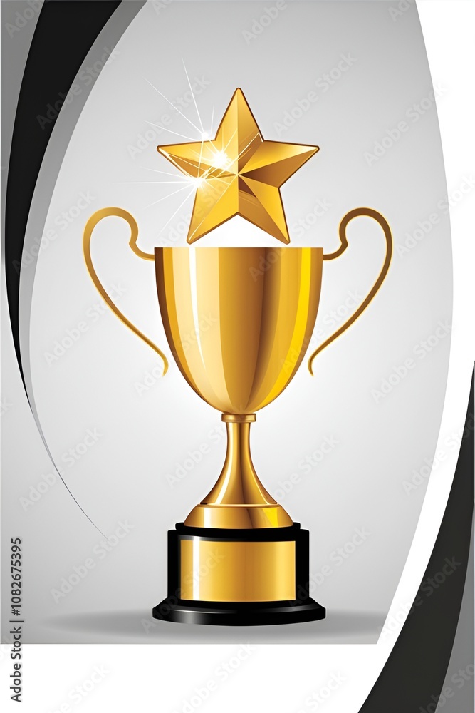 A golden trophy with a star on top A golden trophy with a star on top