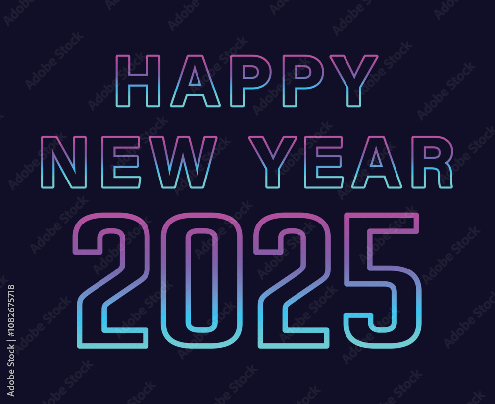 Happy New Year 2025 Design Typography Blue And Purple Realistic Decoration Creative Abstract Vector Illustration Happy New Year 2025 Design Typography Blue And Purple Realistic Decoration Creative Abstract Vector Illustration