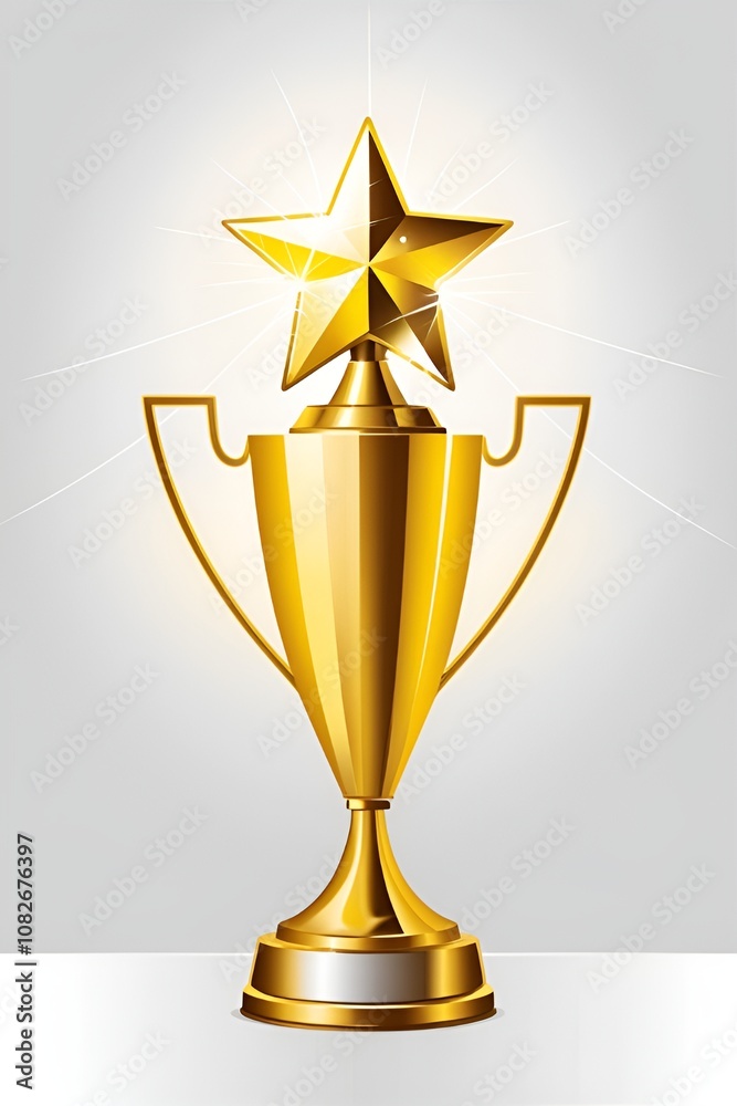 A golden trophy with a star on top A golden trophy with a star on top