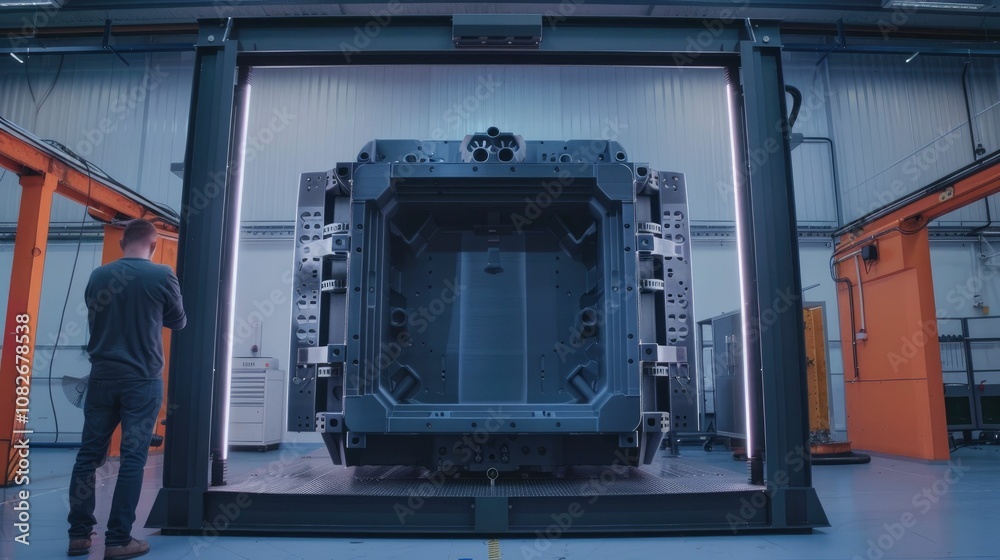 Large-scale 3D printer creating complex industrial components Large-scale 3D printer creating complex industrial components
