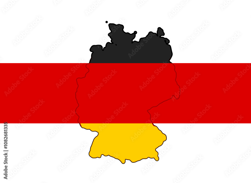 map of Germany, map shape as outline simplified rounded silhouette icon symbol, isolated map of Germany, map shape as outline simplified rounded silhouette icon symbol, isolated