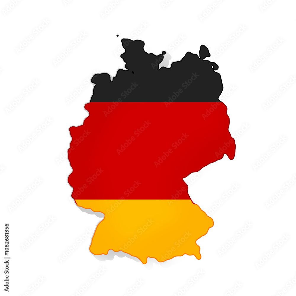 Fototapeta premium map of Germany, map shape as outline simplified rounded silhouette icon symbol, isolated