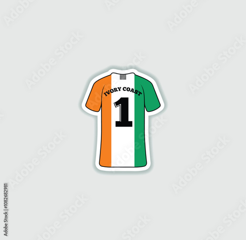 Get a sticker with a unique design of the Côte d'Ivoire football jersey! A stylish and vibrant accessory for fans. Show your support for your favorite team!