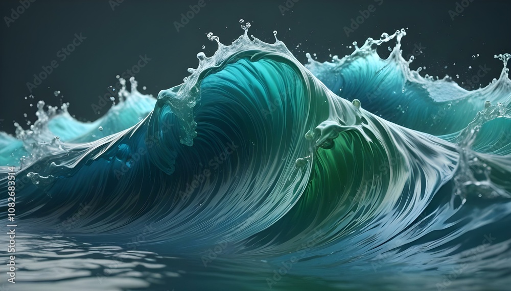 Un diseño abstracto de ondas y curvas fluidas en tonos de azul y verde, simulando el movimiento del agua. La mezcla de colores crea un efecto de calma y frescura, ideal para transmitir serenidad Un diseño abstracto de ondas y curvas fluidas en tonos de azul y verde, simulando el movimiento del agua. La mezcla de colores crea un efecto de calma y frescura, ideal para transmitir serenidad