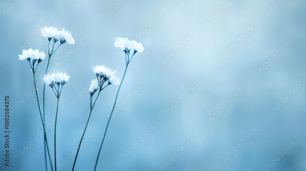 Soft Blue Floral Arrangement Highlighted by Delicate Bokeh and Gentle Glow, Perfect for Creating a Serene and Calm Atmosphere in Any Design Project