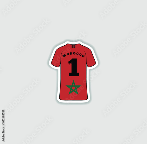 Get a sticker with a unique design of the Morocco football jersey! A stylish and vibrant accessory for fans. Show your support for your favorite team!