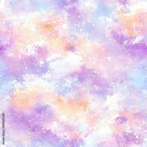 Seamless pastel watercolor galaxy background with soft, dreamy colors, perfect for various design projects