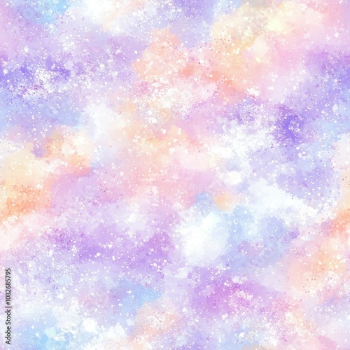 Seamless pastel galaxy background with watercolor texture, creating a dreamy and ethereal atmosphere