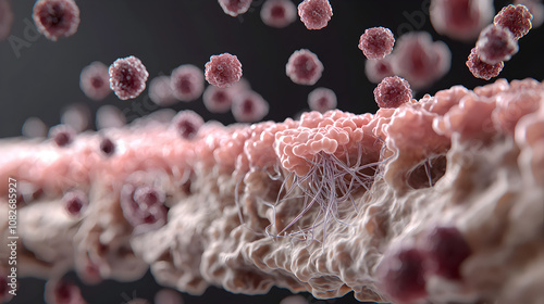 Wallpaper Mural Microscope View of Multiple Sclerosis Pathology - Detailed Visualization of Myelin Sheath Damage and Immune Cell Attack on Nerve Fibers in MS Torontodigital.ca