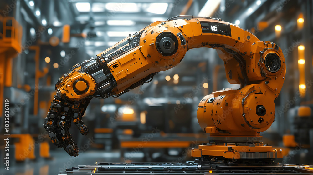 3D Illustration Robotic Arm Factory Automation Manufacturing 3D Illustration Robotic Arm Factory Automation Manufacturing